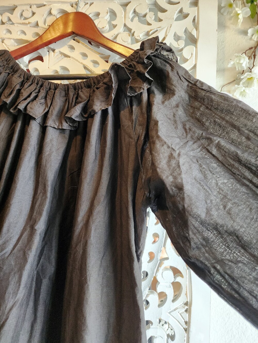AUDREY AND JOHN WAD FRILL NECK LONG SLEEVES DRESS OVERSIZE ONE SIZE FITS ALL - Picture 10 of 15